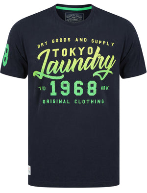 Fading Motif Cotton Jersey T-Shirt In Sky Captain Navy - Tokyo Laundry