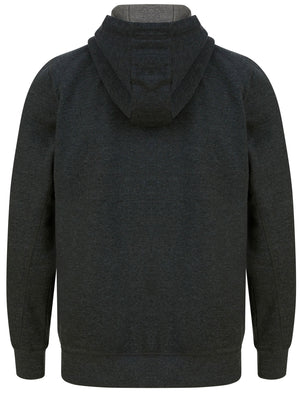 Fairwell Motif Applique Zip Through Fleece Hoodie in Charcoal Marl - Tokyo Laundry