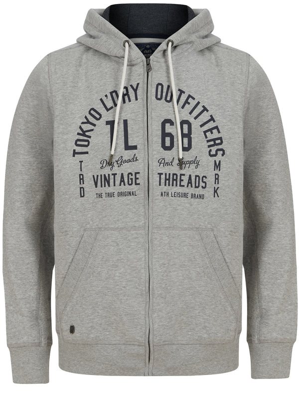 Fairwell Brushback Fleece Zip Through Hoodie In Light Grey Marl - Tokyo Laundry