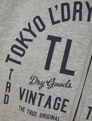 Fairwell Brushback Fleece Zip Through Hoodie In Light Grey Marl - Tokyo Laundry