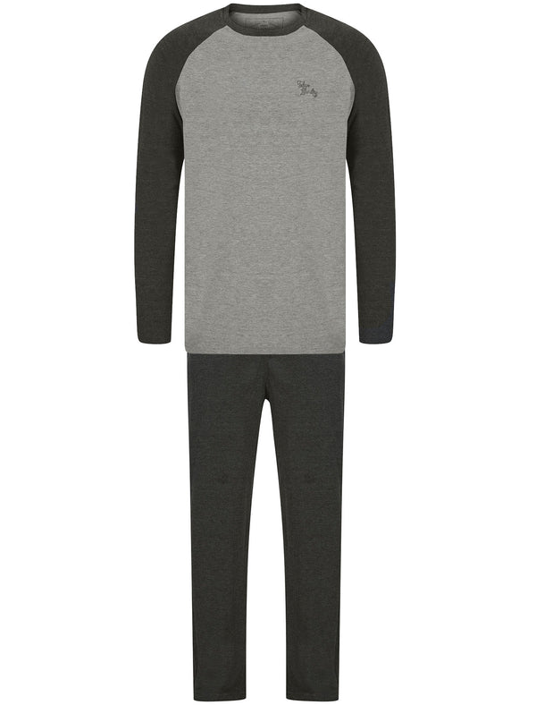 Farlov 2pc Long Sleeve Cotton Lounge Set in Mid Grey Marl / Charcoal Marl - Tokyo Laundry