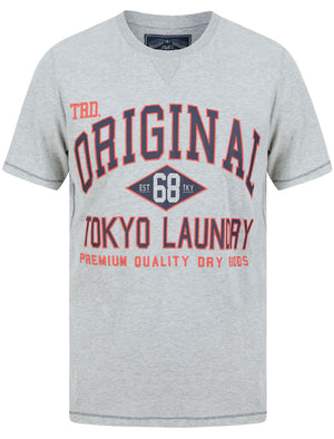 Ficks Signature Motif Cotton Jersey T-Shirt In Light Grey Marl - Tokyo Laundry