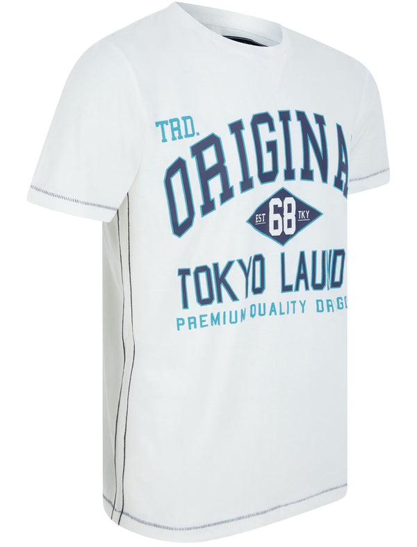 Ficks Signature Motif Cotton Jersey T-Shirt In Snow White - Tokyo Laundry