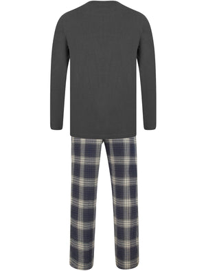 Field 2pc Long Sleeve Cotton Checked Lounge Set in Charcoal - Tokyo Laundry