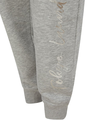 Florence Cuffed Joggers with Foil Motif in Light Grey Marl - Tokyo Laundry