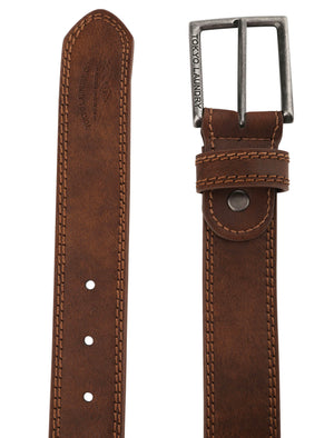 Formby Faux Leather Belt with Pewter Stud Design In Brown - Tokyo Laundry