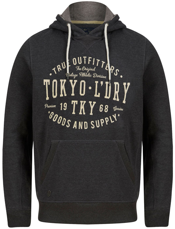 Frozen Motif Brushback Fleece Pullover Hoodie in Charcoal Marl - Tokyo Laundry