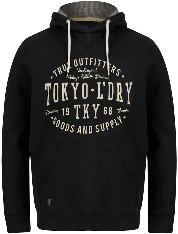 Frozen Motif Brushback Fleece Pullover Hoodie in Jet Black - Tokyo Laundry