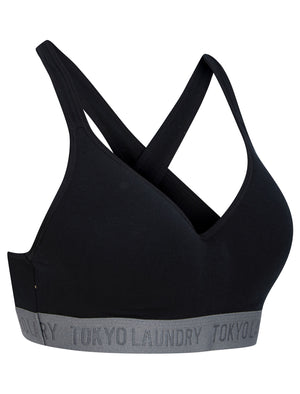 Galexia Non-Wired Soft Padded Cotton Sports Style Bra in Black - Tokyo Laundry