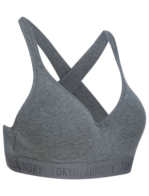 Galexia Non-Wired Soft Padded Cotton Sports Style Bra in Mid Grey Marl - Tokyo Laundry