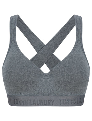 Galexia Non-Wired Soft Padded Cotton Sports Style Bra in Mid Grey Marl - Tokyo Laundry