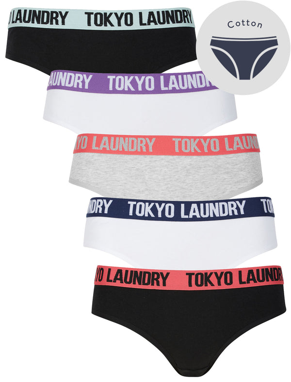 Geranium (5 Pack) Cotton Assorted Briefs in Black / Optic White / Light Grey Marl - Tokyo Laundry