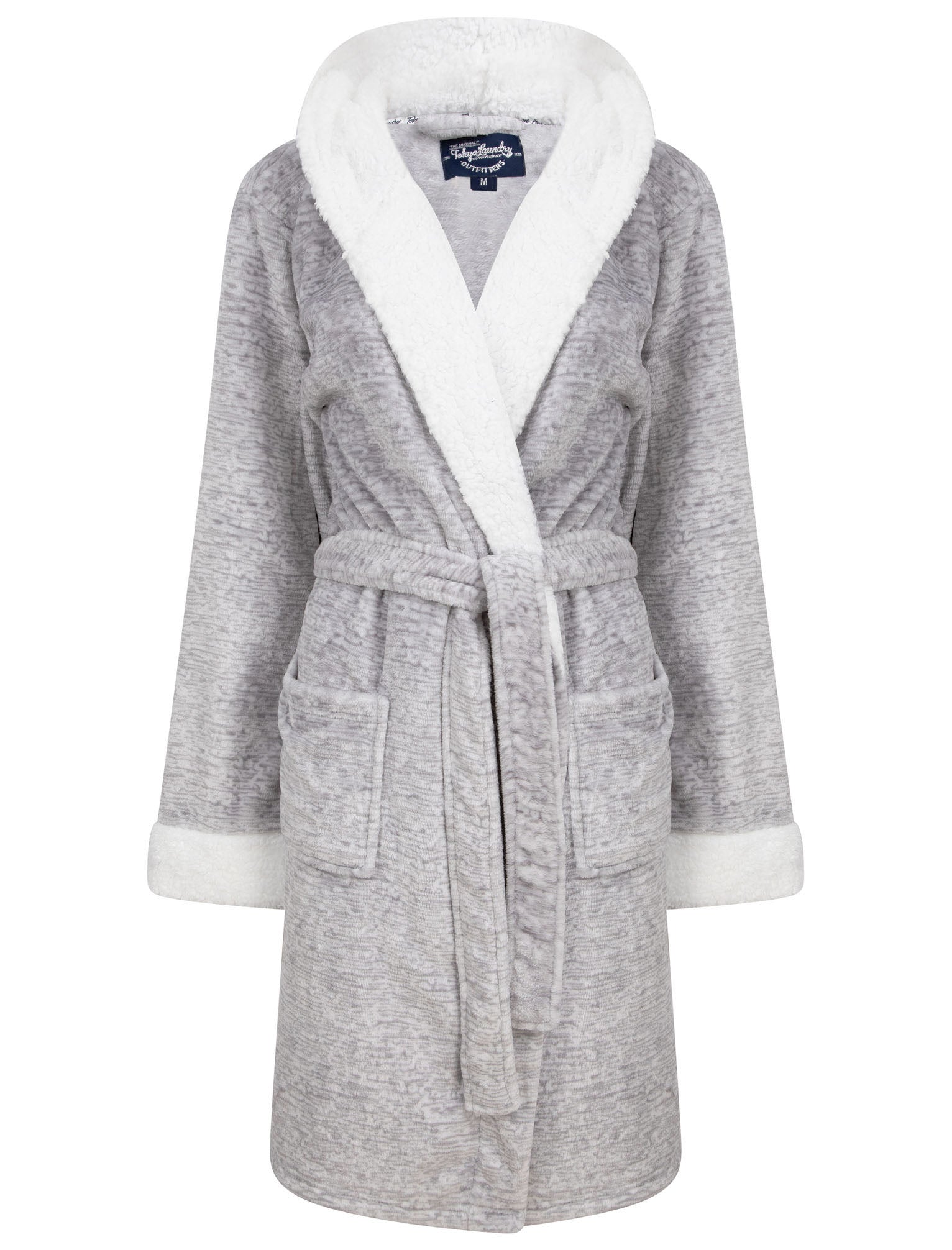 white and grey dressing gown Grey Star Print Borg Dressing Gown