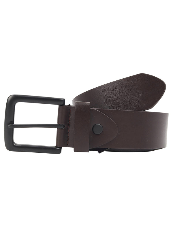 Gordon Faux Leather Belt with Matt Buckle in Brown - Tokyo Laundry