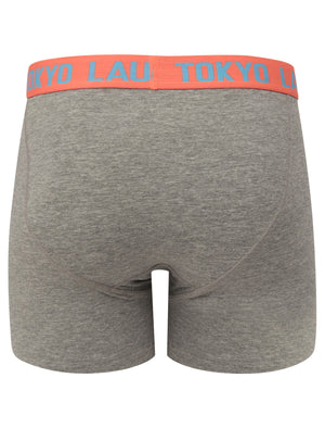 Grays (2 Pack) Boxer Shorts Set in Niagara Falls Blue / Emberglow Orange - Tokyo Laundry
