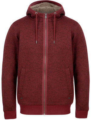 Greenhill  Zip Through Flecked Fleece Hoodie With Borg Lining In Port - Tokyo Laundry