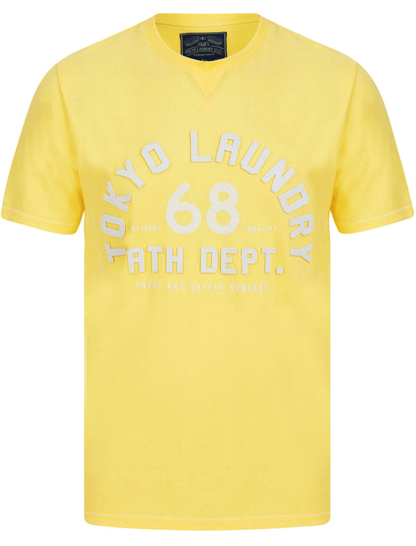 Hambert Felt Motif Cotton Jersey T-Shirt In Lemon Drop - Tokyo Laundry
