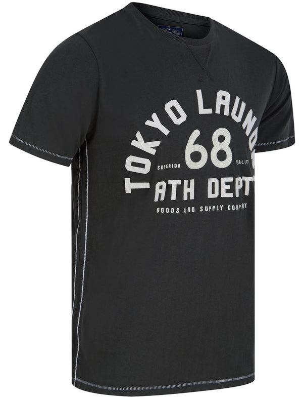 Hambert Felt Motif Cotton Jersey T-Shirt In Pirate Black - Tokyo Laundry