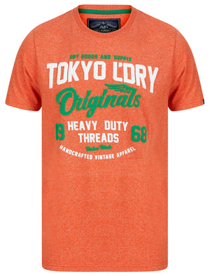 Heavy Duty Puffy Motif Cotton Jersey T-Shirt in Orange Grindle - Tokyo Laundry
