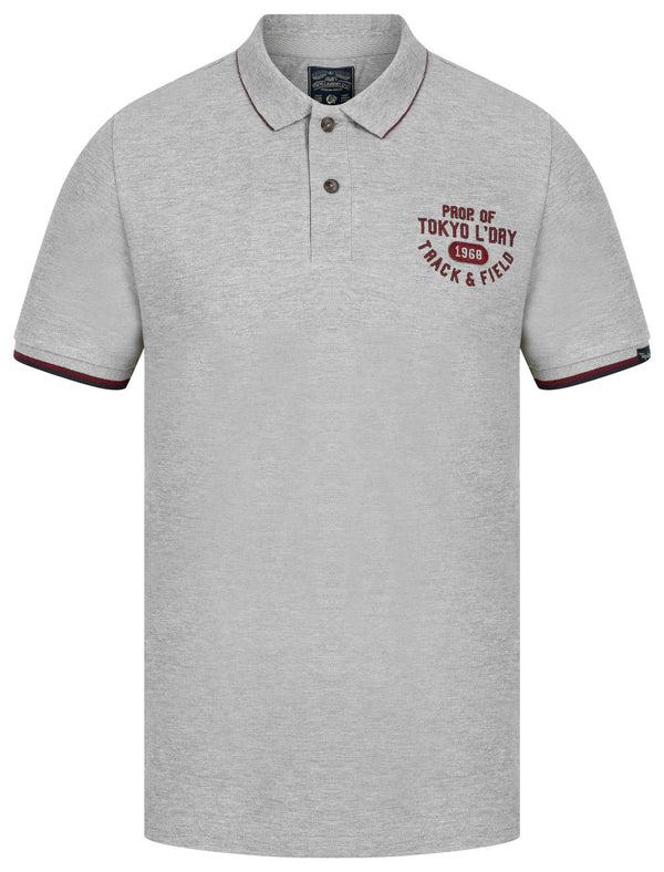 Herstmonceux Cotton Pique Polo Shirt In Light Grey Marl - Tokyo Laundry