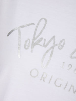 Inca Silver Foil Motif Dip Dye Cotton Jersey T-Shirt in Lavender Blue - Tokyo Laundry