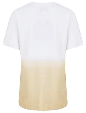 Inca Rose Gold Foil Motif Dip Dye Cotton Jersey T-Shirt in Sandshell - Tokyo Laundry