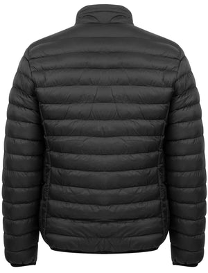 Nayati Funnel Neck Quilted Puffer Jacket in Jet Black / Burgundy - Tokyo Laundry