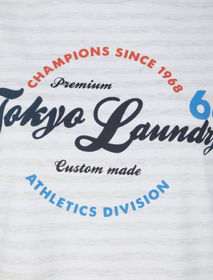 Iris Motif Cotton Jersey Striped T-Shirt in Ice Grey Marl / White - Tokyo Laundry