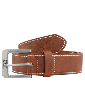 Jonason Faux Leather Belt with Contrast Stitching In Brown - Tokyo Laundry