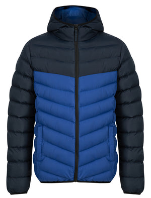 Kanora Colour Block Quilted Puffer Jacket with Hood in Sky Captain Navy - Tokyo Laundry