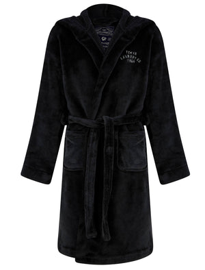 Boy's Anders Soft Fleece Dressing Gown with Tie Belt in Black - Tokyo Laundry Kids (5-13yrs)