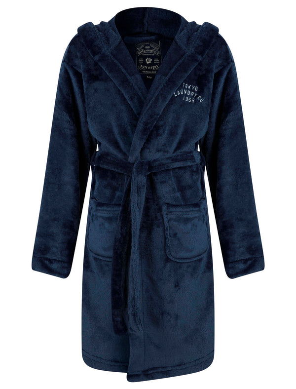 Boy's Anders Soft Fleece Dressing Gown with Tie Belt in Blue - Tokyo Laundry Kids (5-13yrs)