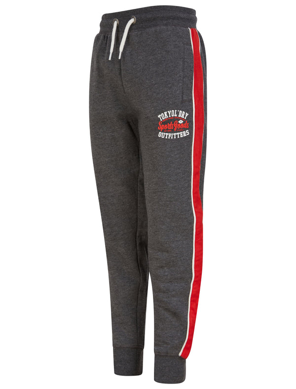 Boys Delta Pant Cuffed Joggers with Contrast Side Tape in Charcoal Marl - Tokyo Laundry Kids