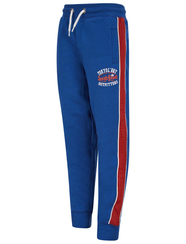 Boys Delta Pant Cuffed Joggers with Contrast Side Tape in Sodalite Blue - Tokyo Laundry Kids
