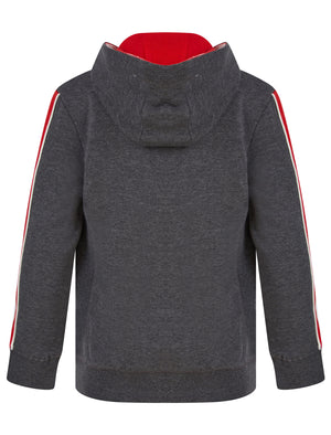 Boys Delta Zip Through Hoodie with Contrast Tape Sleeve in Charcoal Marl - Tokyo Laundry Kids