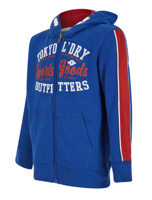 Boys Delta Zip Through Hoodie with Contrast Tape Sleeve in Sodalite Blue - Tokyo Laundry Kids