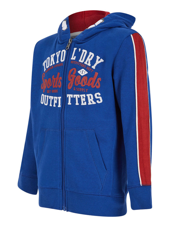 Boys Delta Zip Through Hoodie with Contrast Tape Sleeve in Sodalite Blue - Tokyo Laundry Kids