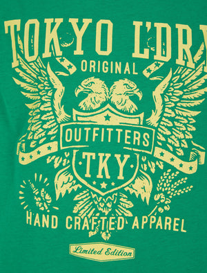 Boys Double Bird Motif Cotton T-Shirt in Jolly Green - Tokyo Laundry Kids
