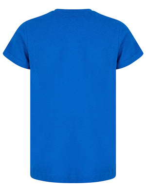Boys Double Bird Motif Cotton T-Shirt in Victoria Blue - Tokyo Laundry Kids