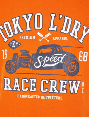 Boys Race Crew Motif Cotton T-Shirt in Harvest Pumpkin - Tokyo Laundry Kids