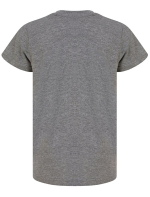 Boys Race Crew Motif Cotton T-Shirt in Mid Grey Marl - Tokyo Laundry Kids