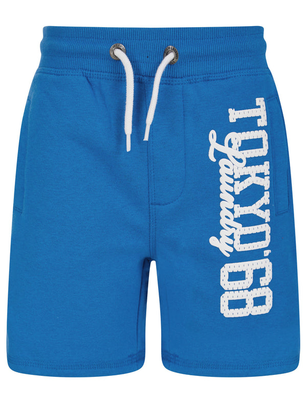 Boys Script Motif Brushback Fleece Jogger Shorts in Jet Blue -Tokyo Laundry Kids