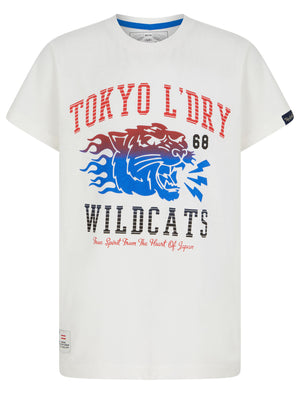 Boys Wildcats 68 Motif Cotton T-Shirt in Snow White - Tokyo Laundry Kids