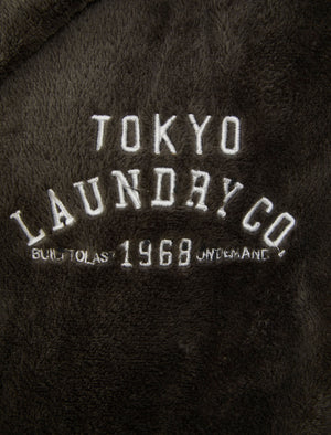 Men's Kirkway Soft Fleece Hooded Dressing Gown with Tie Belt in Dark Grey - Tokyo Laundry