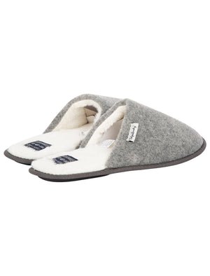 Knightly Mule Slippers with Faux Fur Lining in Grey - Tokyo Laundry