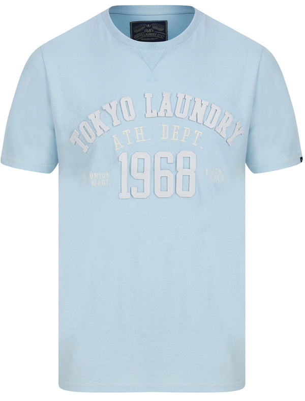 Larker Motif Cotton Jersey T-Shirt In Angel Falls Blue - Tokyo Laundry
