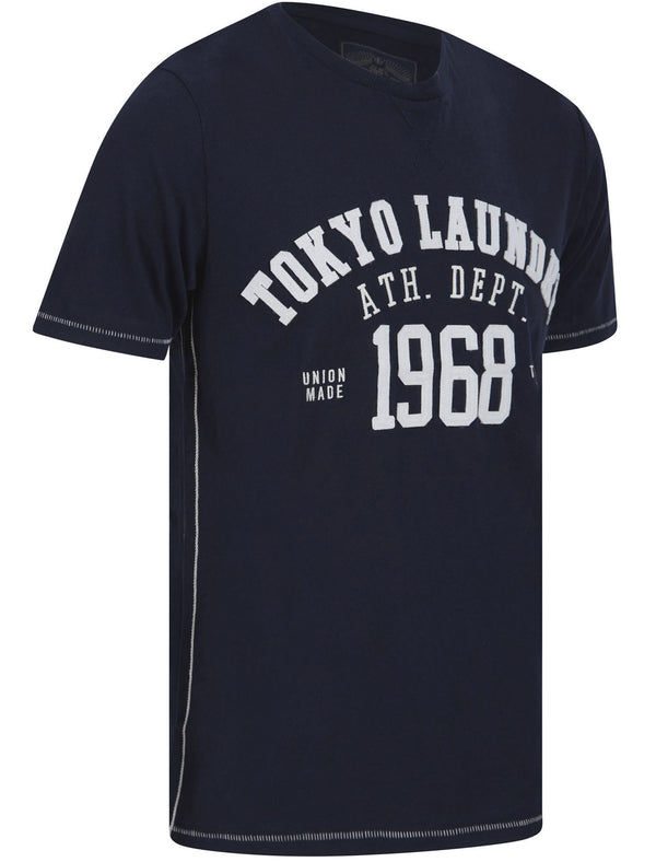Larker Motif Cotton Jersey T-Shirt In Sky Captain Navy - Tokyo Laundry