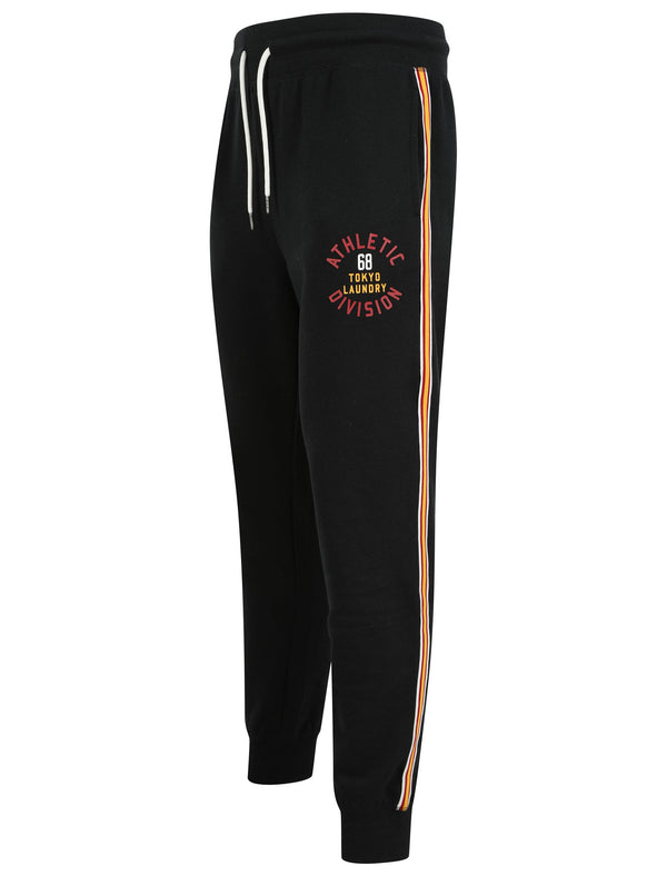 Lawthorn Pant Cuffed Joggers with Tape Detail In Jet Black - Tokyo Laundry
