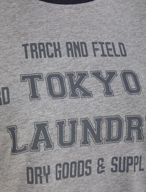 Leah Motif Cotton Jersey Ringer T-Shirt in Mid Grey Marl - Tokyo Laundry
