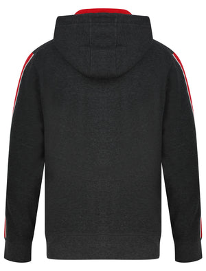 Limbus Brushback Fleece Zip Through Hoodie with Tape Sleeve Detail in Charcoal Marl - Tokyo Laundry